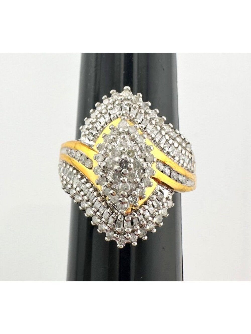1/2 Carat Marquise Lab Created Diamond Ring with Gold Plating Size 7.25-7.5